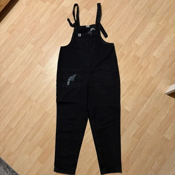 Lucy and Yak Custom Raccoon Hand Painted Overalls 8R